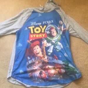 Disney Parks VHS TOY STORY Women’s Hooded Long Sleeve Pullover. EUC. Size S.